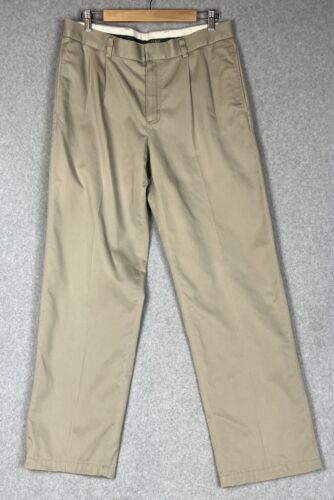 LL Bean Pants Men’s 34X32 Khaki Pleated Outdoor C… - image 1
