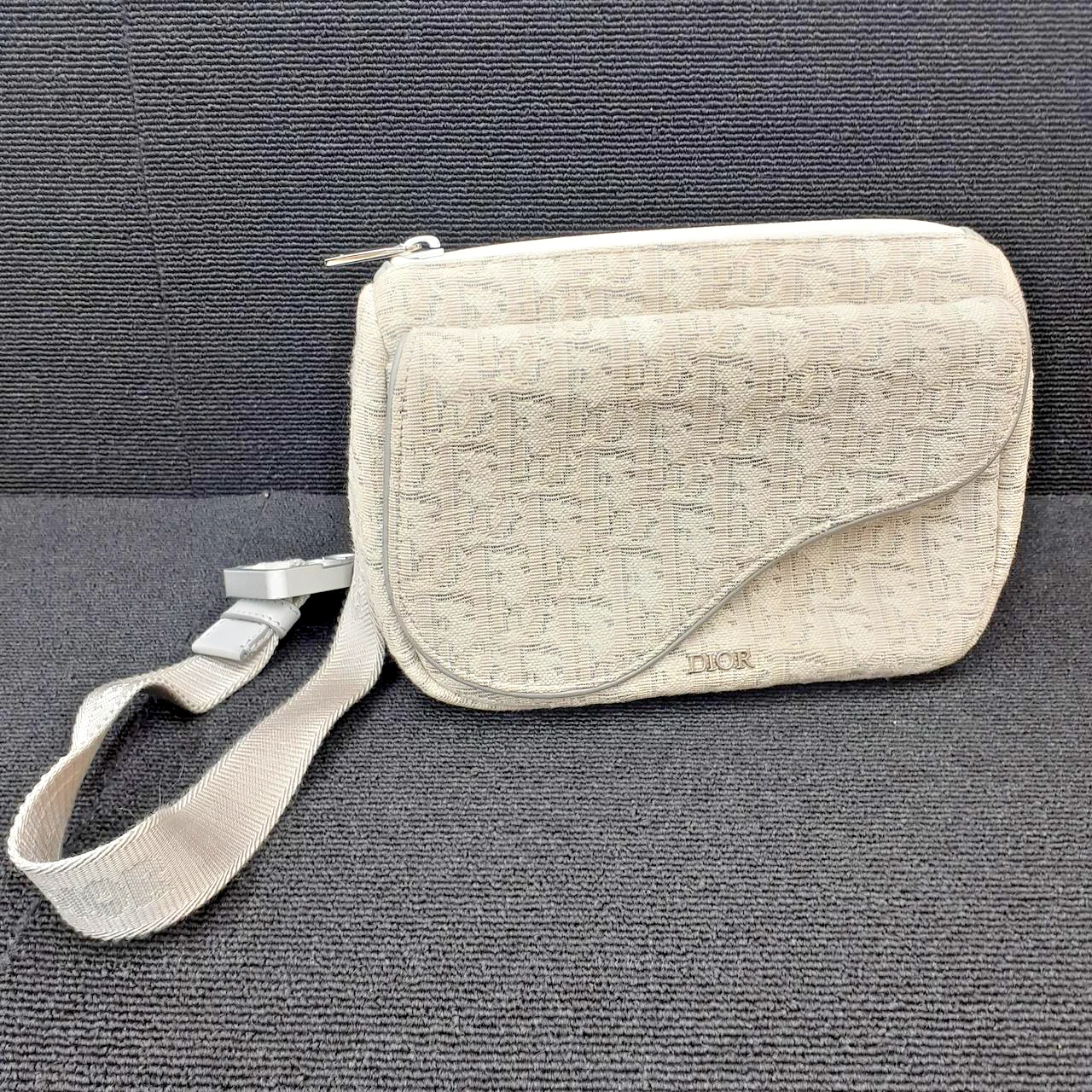 Christian Dior Oblique Jacquard Toile Selle Ceinture Bum Bag Body Bag Ivoire Occasion