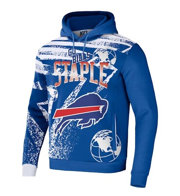 Buffalo Bills NFL x Staple All Over Print Pullover Hoodie - Royal Size 2XL 