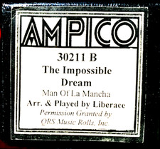 Ampico THE IMPOSSIBLE DREAM Man of La Mancha Liberace 30211 B Player Piano Roll