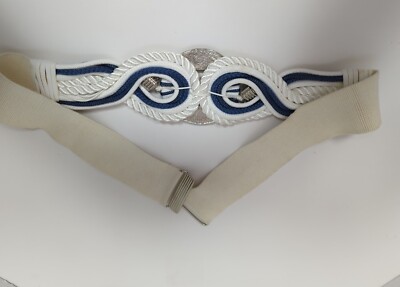 Vintage Rhea 80s Nautical Woman Belt Stretch Elastic Blue  display picture 1
