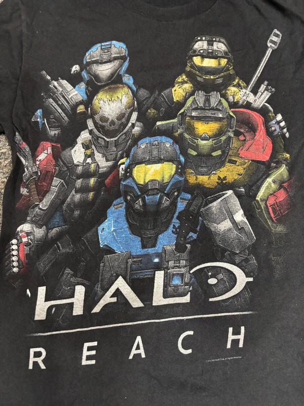 Vintage Y2K 2010 Halo Reach XBOX Gaming Promo T-Shirt Black Short Sleeve Adult S