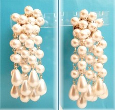 OHRRINGE KUNSTPERLEN NEU CLIPS HÄNGER OHRCLIPS PERLEN SCHMUCK OHRHÄNGER TRAUBEN 