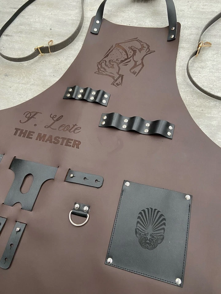 Personalizado Cuero Delantal Con Cerveza Bolsillo (Barbacoa, Herrero, Parrilla, - Imagen 3 de 4