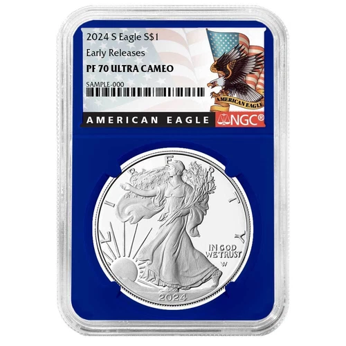 2024-S Proof $1 American Silver Eagle NGC PF70UC ER Black Label Blue Core