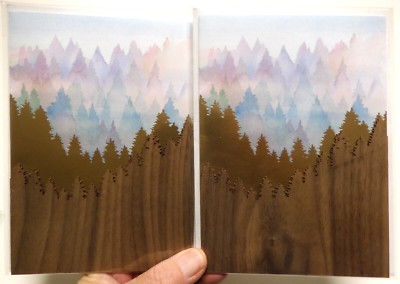 2 Cards Papyrus High Quality All Occasion Blank Inside Laser Cut Wooden Forest