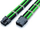 8 Pin PCIE GPU 30cm Extension Cable Black Green Sleeved Shakmods + 2 Cable Combs