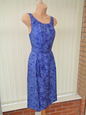 L.K. BENNETT NITZA LILA FLIEDER GEBLÜMT SEIDE 60ER JAHRE BLEISTIFT MIDIKLEID 12 NEU MIT ETIKETT £189