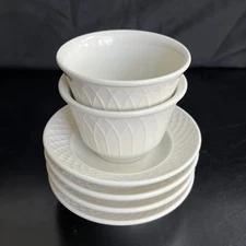 Homer Laughlin Gothic Fruit Dessert Sauce Bowls Cups Saucers Dishes Set Arch Rim