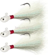 5PCS Bucktail Hair Jig Fluke Lure Hair Jig Bass Striper Bluefish Halibut Redfish