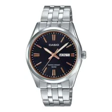 Casio MTP-1335D-1A2 NEW Men's Watch Stainless Steel Black Dial Analog Day Date