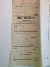 1930s Bill Of Sale 1926 Chevrolet Sedan The Lang Chevrolet Co. Xenia Oh 1930s Bill Of Sale 1926 Chevrolet Sedan The Lang Chevrolet Co. Xenia Oh