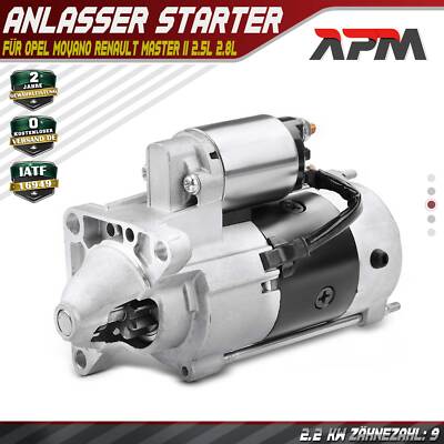 Anlasser Starter 2,2 KW für Opel Movano Renault Master II 1998-2001 2.5L 2.8L