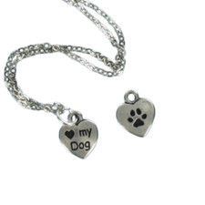 LOVE MY DOG Heart Necklace Small Pewter Dog Pet Puppy Pup Fur Baby Engraved
