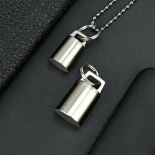 Titanium Waterproof Necklace Medicine Box Pill Case Pendant  Ti beads chain
