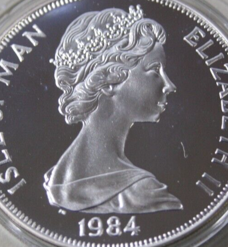 Isla de Man 1 Corona 1984 Plata "Olympia Los Angeles" #F6471 PP-Proof KM#119.b - Imagen 4 de 5