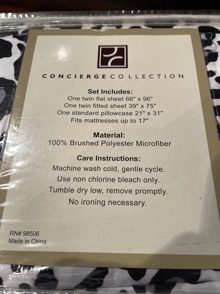 Concierge Collection Microfiber Twin Sheet Set=NIP= Cheetah Print - Image 2 of 3