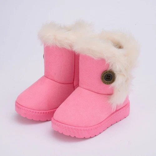 Kids Winter Warm Ankle Snow Boots Boys Girls Pull On Fur Lined Toddlers Shoes - Picture 10 of 20