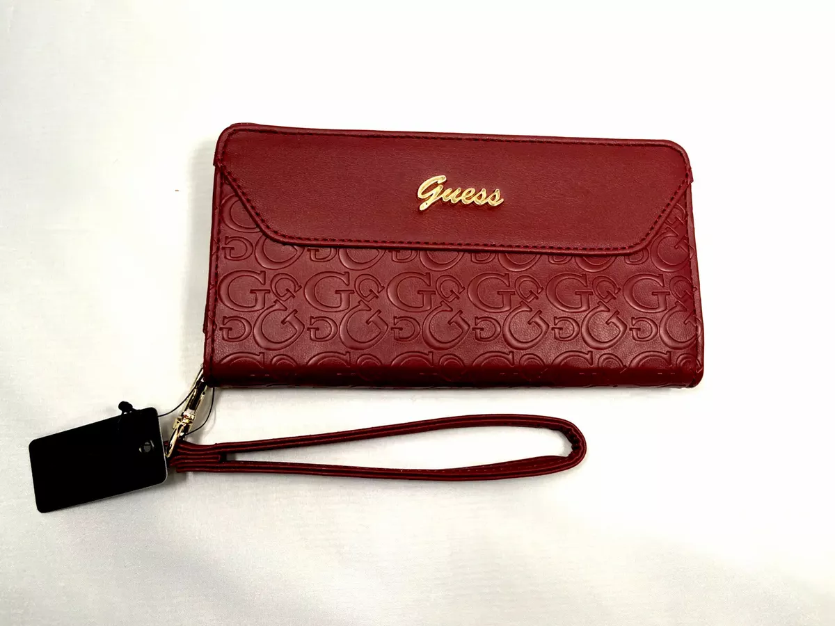 GUESS FACTORY VALORA WINE LOGO WRISTLET WALLET AUTHENTIC