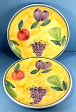 Caleca FRUTTA Dinner Plates * Set of 2 * Clean and Bright Very Nice 11.25" Italy