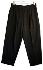 St. John Basics Knit Pull On Pants Pleats Pockets Cropped Wide Leg - 10