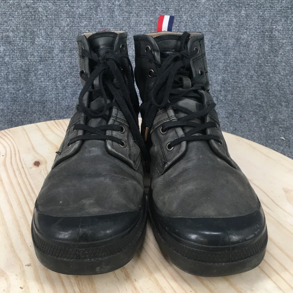 Palladium Hiking Boots Womens 12 Mens 10.5 Pallabrousse Black Leather Lace Up - Image 3 of 4