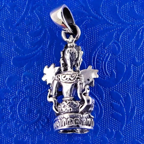 Collana con ciondolo buddista Tara verde in argento 925 - Foto 2 di 2