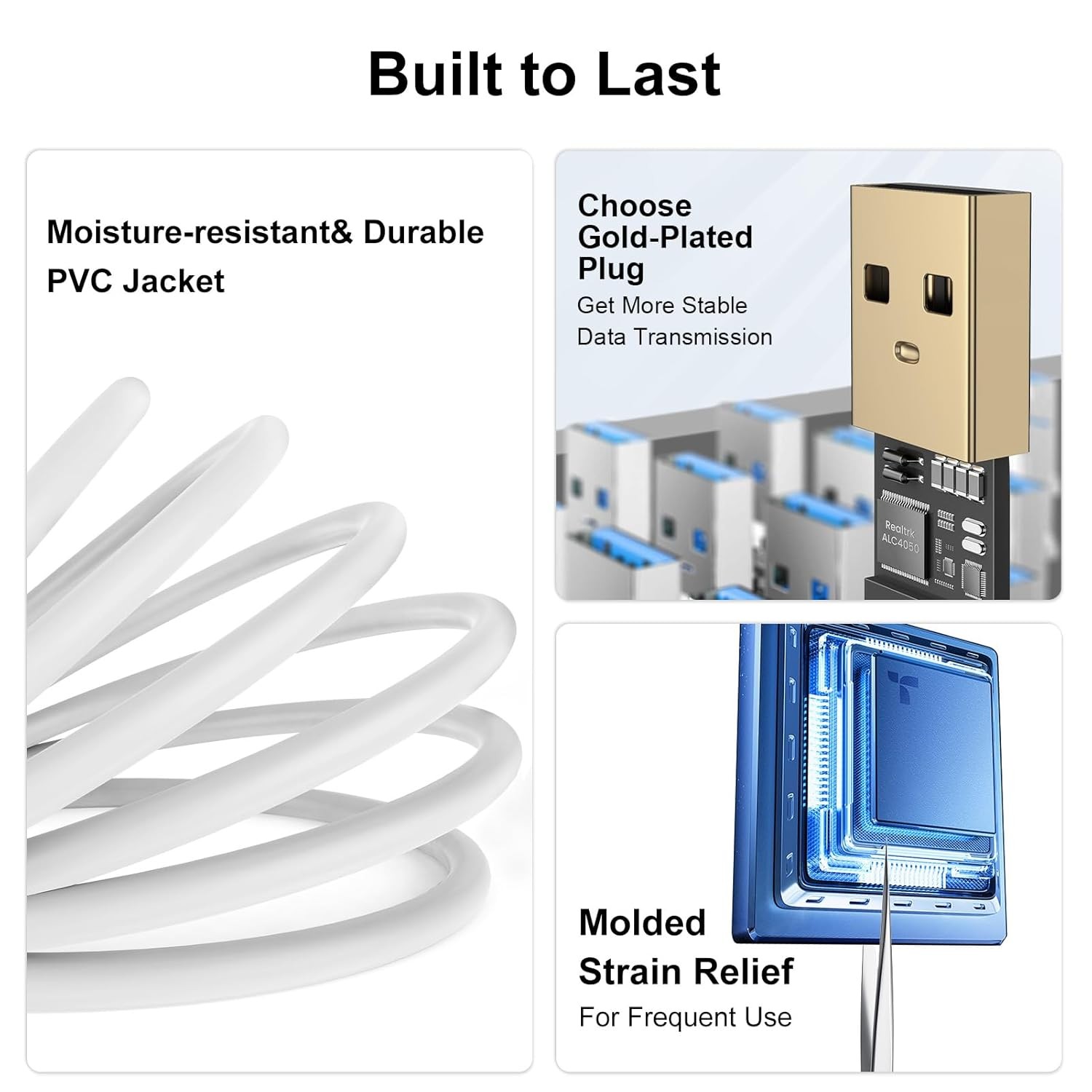 10FT USB to USB Extension Cord White Type A to Type A Extender Cable to USBA Ext