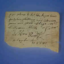 1784 Huie, Reid & Co. Dumfries VA Sales Order To William Mills Near Mount Vernon