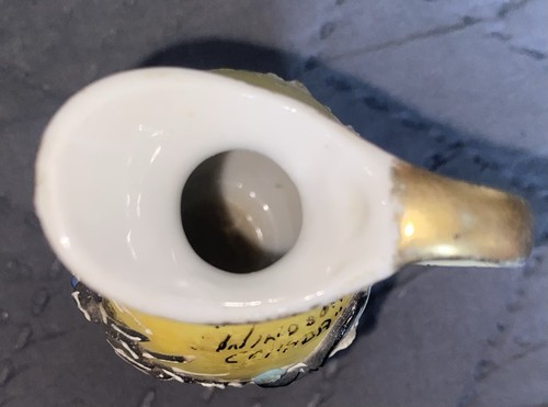 Vintage Porcelain Moriage Dragonware Handpainted Yellow Black Mini Pitcher 3” - Picture 8 of 14