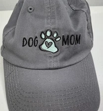 Open Road women slideback hat gray Sz OS embroidered  Dog & mom , cotton