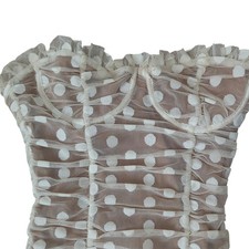 Majorelle Wyn Bodysuit Top Womens XXS White Polka Dot Corset Lace Mesh REVOLVE