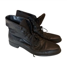 VTG Nine West Women s Black Leather Lace-Up Ankle Boots Round Toe US 9.5