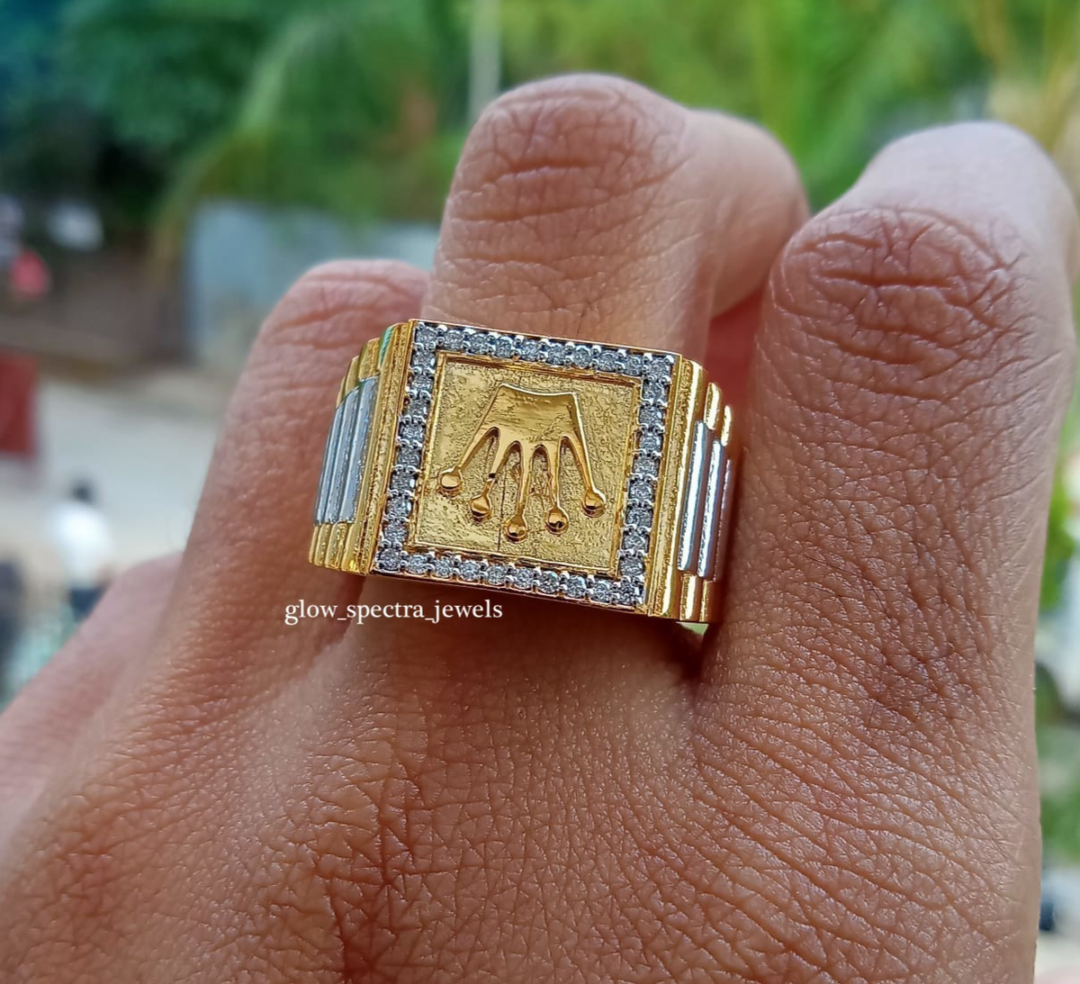 Ct Round Cut Real Moissanite Custom Rolex Crown Ring 14k Yellow