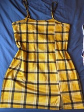 Forever 21 Yellow Plaid Mini Dress with Spaghetti Straps