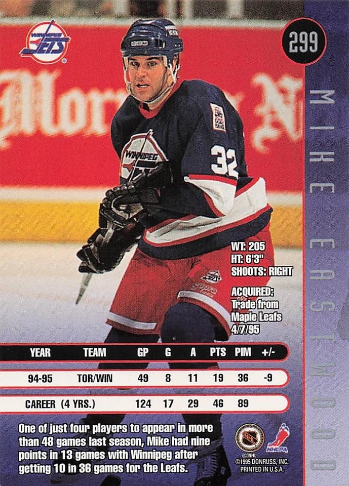 1995-96 Leaf - Mike Eastwood #299 - Image 2 of 2