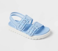 NWT Cat Jack Toddler Girls Blue Double Buckle Sandals Size 10