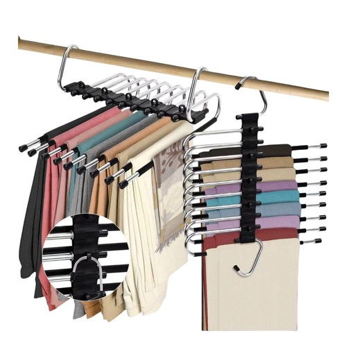 2Pack 9 Layers Foldable Pants Hangers Space Saving Trouser Hanger Multifuncti...