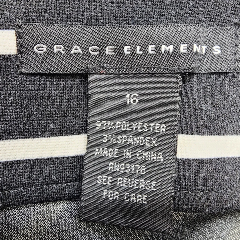 Grace Elements Skirt Women 16 Black White Striped Pencil Stretch Side Zip Preppy - Image 3 of 4