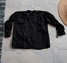 Mittelalterliches Hemd, Piratenhemd, schwarz Größe XXL