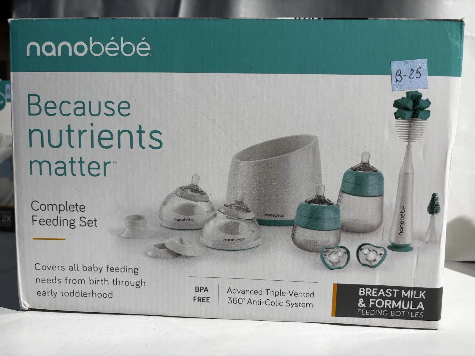 Baby Bottle Complete Feeding Set for Breast Milk and Formula Teal (B-25)