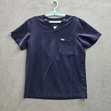 FIGS Men Scrub Top S Navy Blue Leon Three Pockets Short Sleeve