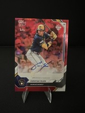 Topps 2026 Road To Opening Day Christian Yelich 5/5 ON CARD AUTO BOOKENDED 