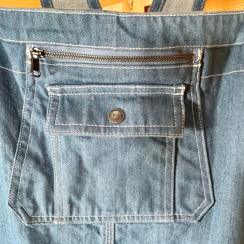 Macacão jeans azul carpinteiro masculino Craftsman 48x30 - Imagem 3 de 4