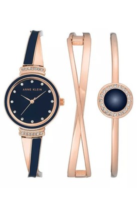 Anne Klein Women's Premium Crystal Accented Quartz Watch and Bangle Set