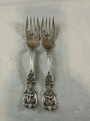 Vintage Reed & Barton Sterling Silver Francis First Cluster Salad Forks Pair