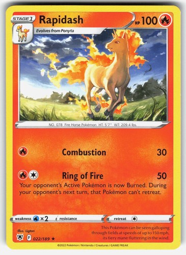 Rapidash 022/189 SWSH10: Astral Radiance Pokemon Rare EN Near Mint