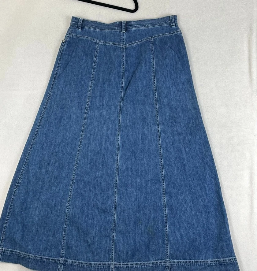 Maxi Falda Ralph Lauren Mujer 12 Denim Línea A Medio Lavado Bolsillos Frontales Western Foto 2 de 4