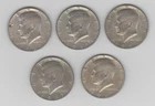 Kennedy half dollars, Lot of 5, 40% silver, 1967 & 1968-D