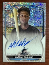 Antony Peguero 2023 1st Bowman Chrome Prospects Auto Speckle Ref /299 Marlins